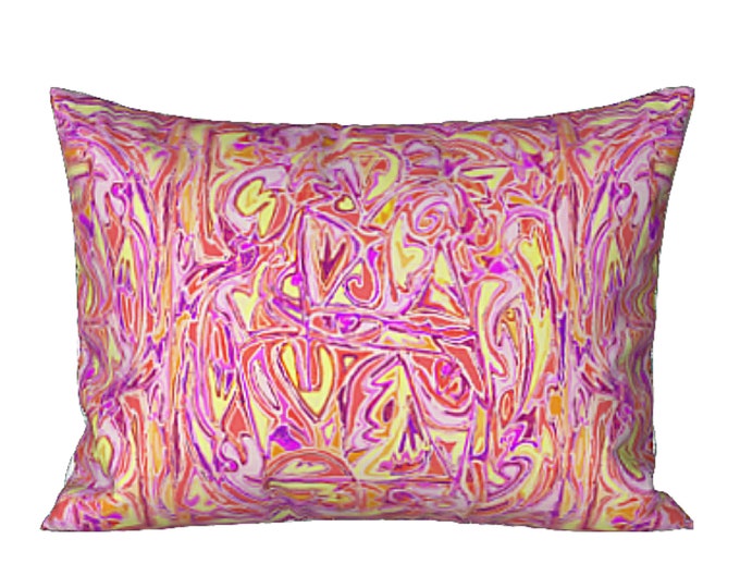 Colorful Sham Modern Designer Abstract Art Bright Bedding King or Standard Unique Artsy Print Pillow Cover Luxury Gift Chic Bedroom Decor