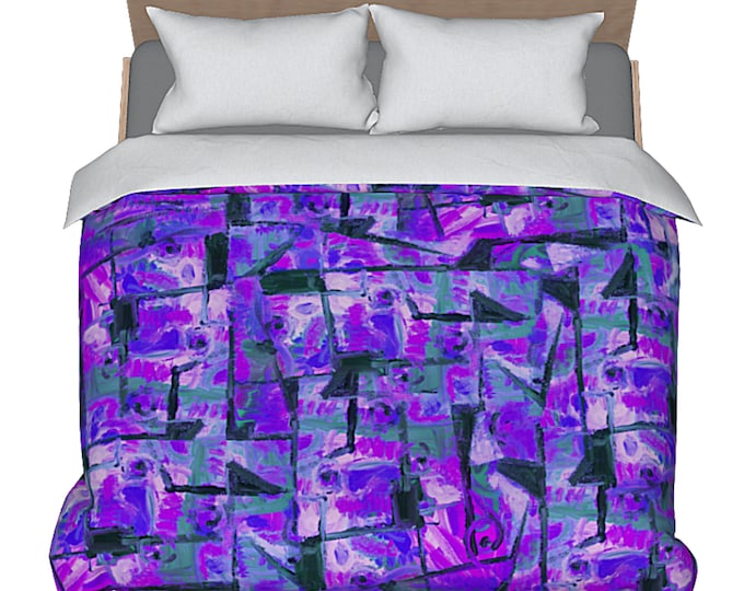 Duvet Abstract Art Colorful Designer Bedding Boho Decorative Unique Bed Comforter Cover Artsy Bold Luxury Home Bedroom Decor Artistic Retro