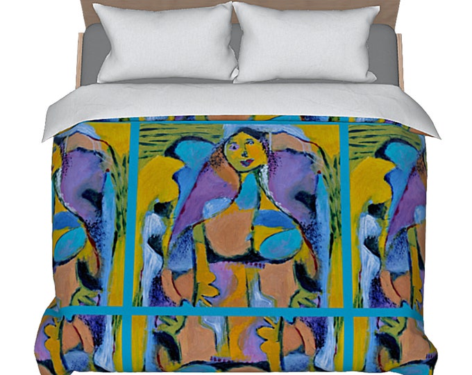 Colorful Art Duvet Abstract Retro Boho Bedding Designer Bedroom Decor Unique Luxury Bed Comforter Cover Bright Bold Elegant Home Decorating