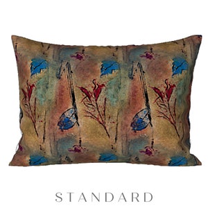 Modern Standard Sham King Pillow Cover Colorful Designer Botanical Leafy Fall Color Bedding Abstract Art Bed Pillow Luxury Artsy Bed Decor