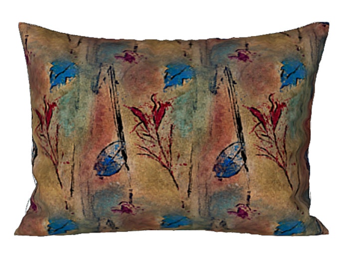 Modern Standard Sham King Pillow Cover Colorful Designer Botanical Leafy Fall Color Bedding Abstract Art Bed Pillow Luxury Artsy Bed Decor