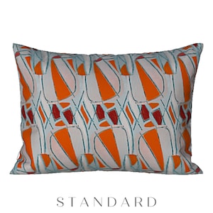 Pillow Sham King or Standard Boho Abstract Art Pillow Cover Sham Luxury Bohemian Colorful Orange Designer Bedding Artsy Housewarming Gift