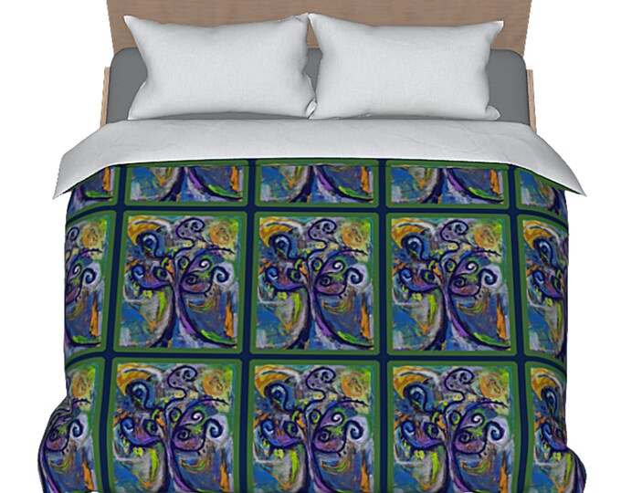 Art Duvet Unique Modern Abstract Designer Colorful Bed Comforter Cover Retro Boho Tree Design Bedroom Home Decor Funky Decorative Bedding