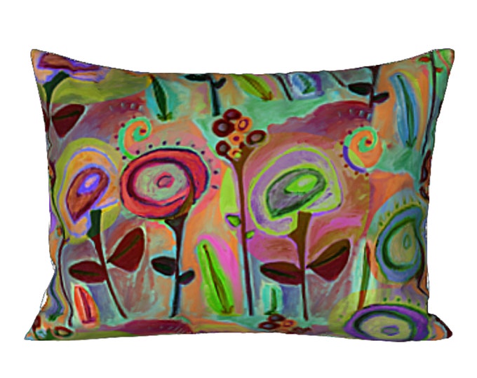 Colorful Bed Sham King or Standard Designer Abstract Art Bedding Flower Print Boho Retro Luxury Gift Artsy Pillow Cover Decorative Bedroom