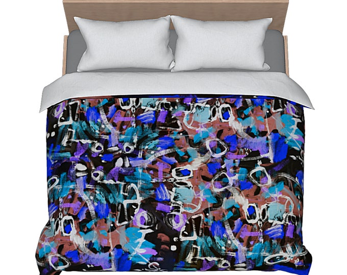 Abstract Art Duvet Colorful Designer Bedding Boho Modern Unique Bed Comforter Cover Artsy Bold Luxury Home Bedroom Decor Artistic Retro Chic