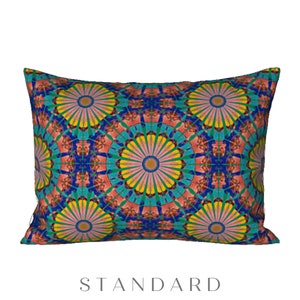 Bed Sham Standard or King Pillow Cover Colorful Designer Bedding Modern Abstract Art Retro Design Luxury Elegant Artsy Housewarming Gift