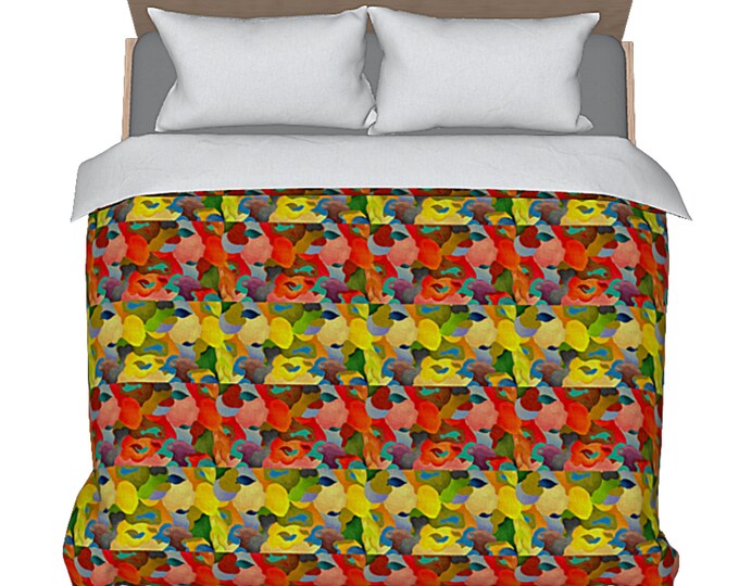King Art Duvet Queen Bed Cover Designer New Bedding Abstract Luxury Boho Home Decor Elegant Modern Unique Colorful Bright Artsy Bedroom