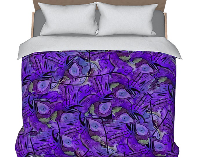 Artistic Duvet Unique Abstract Colorful Leaves Art Bedding Designer Retro Boho Luxury Bed Comforter Cover Funky Bedroom Elegant Artsy Decor