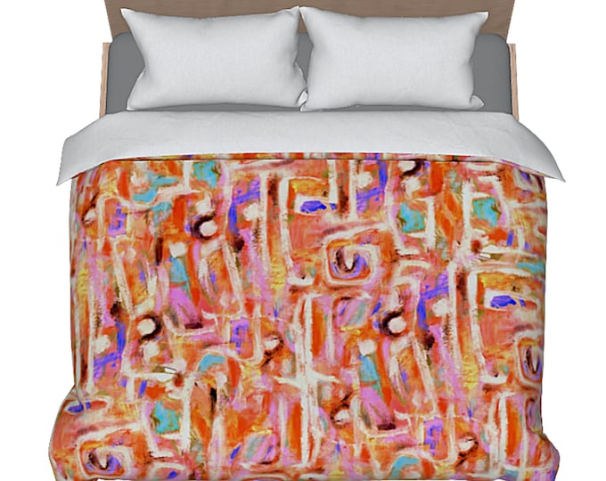 Art Duvet Abstract Designer Modern Artistic Bedding Unique Colorful Retro Bed Comforter Cover Boho Spring Summer Artsy Bedroom Home Decor