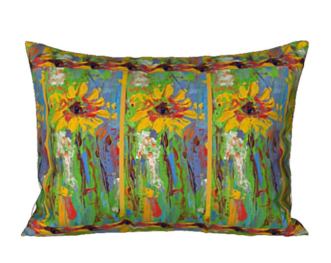 Artistic Sham Designer Abstract Standard or King Pillow Cover Colorful Floral Art Bed Decor Boho Flower Luxury Gift Idea Artsy Retro Bedding