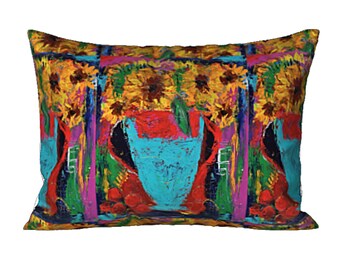 Standard Size Sham King Pillow Cover Colorful Designer Bedding Abstract Art Sham Sunflower Design Modern Flower Bed Decor Luxury Bedding