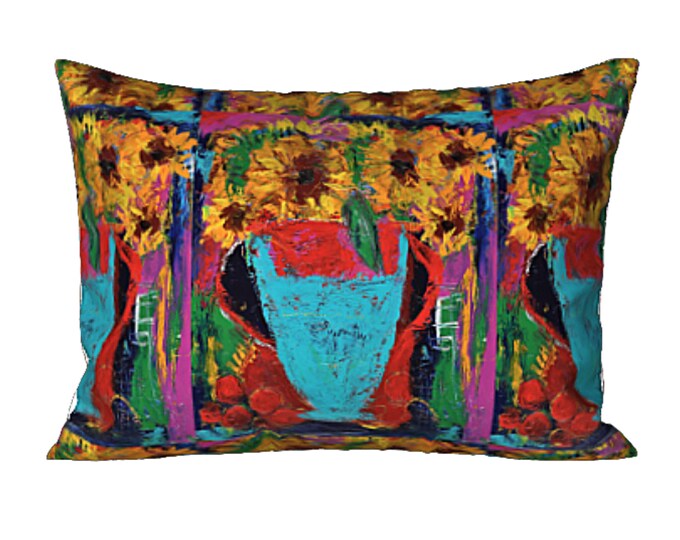 Standard Size Sham King Pillow Cover Colorful Designer Bedding Abstract Art Sham Sunflower Design Modern Flower Bed Decor Luxury Bedding
