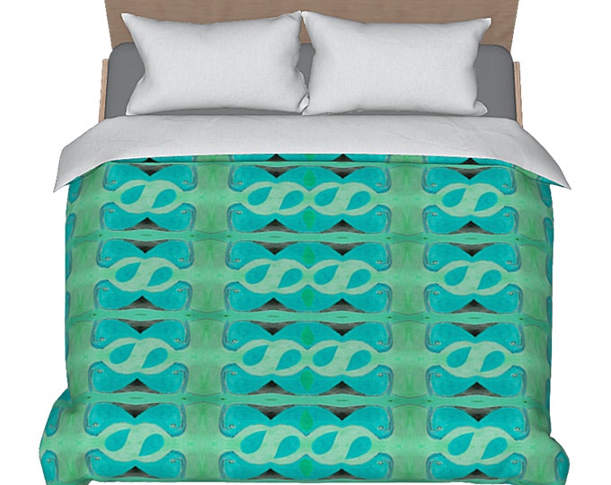 Bed Duvet Abstract Art Colorful Unique Artistic Boho Comforter Cover Machine Washable Artsy Bedding Modern Chic Funky Retro Bedroom Decor