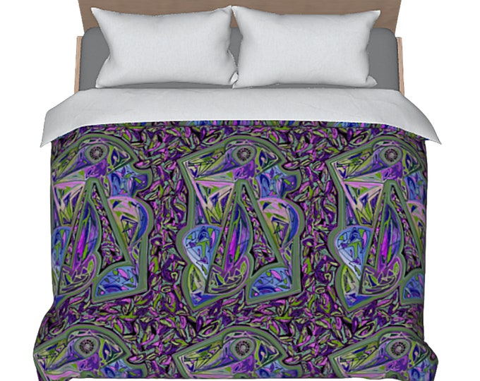 Modern Art Duvet Abstract Unique Colorful Bedding Art Deco Retro Boho Bed Comforter Cover Luxury Bedroom Decor Chic Artsy Home Decorating