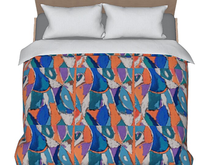 Bed Duvet Colorful Art Bedding Luxury Designer Abstract Bedroom Decor Artsy Unique Retro Design Comforter Cover Elegant Modern Home Decor