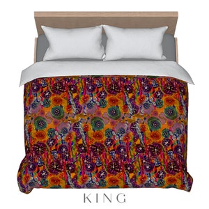 Duvet Modern Art Colorful Unique Comforter Cover Artistic Flower Luxury Designer Retro Abstract Bedding Boho Bedroom Decor Artsy Decorating