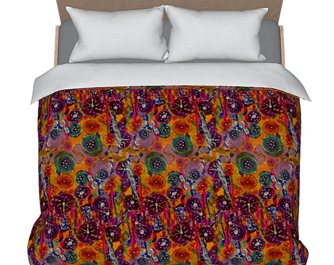 Duvet Modern Art Colorful Unique Comforter Cover Artistic Flower Luxury Designer Retro Abstract Bedding Boho Bedroom Decor Artsy Decorating