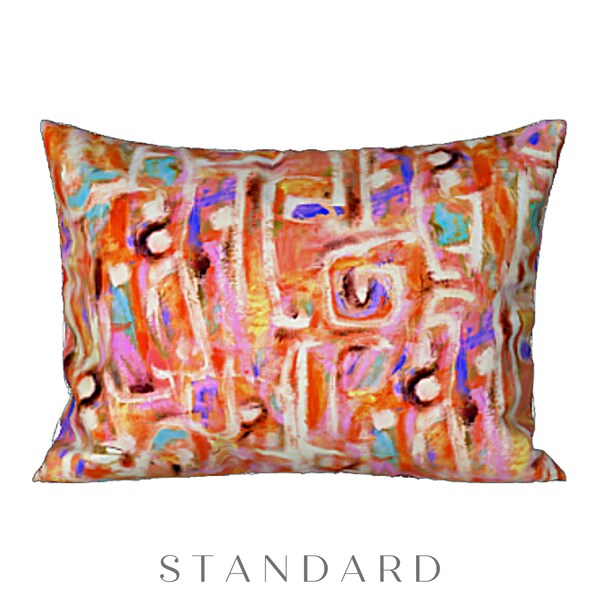 Art Sham Abstract Bed Pillow Cover Luxury Modern Artistic Designer Bedding Boho Retro Bedroom Decor Artsy Elegant Chic Colorful Hostess Gift