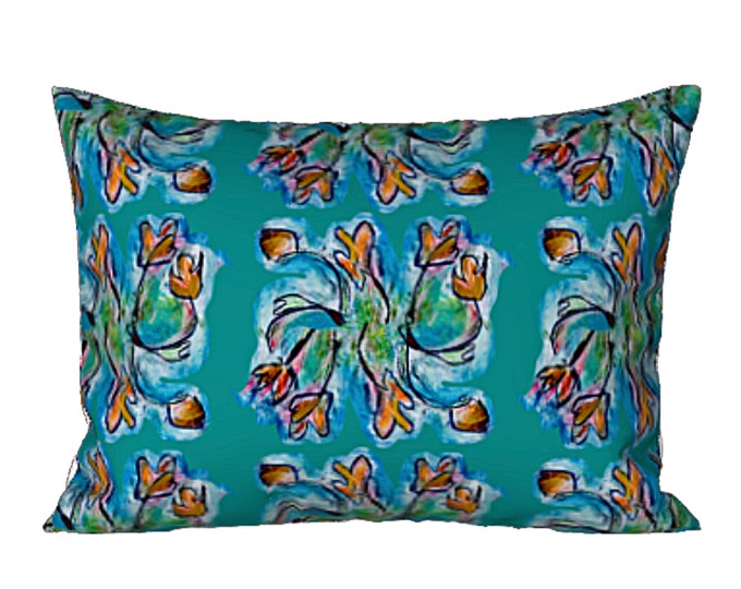 Decorative Sham Standard or King Cotton Sateen Silk Designer Abstract Pillow Cover Flower Luxury Bed Decor Colorful Bedding Boho Luxury Chic
