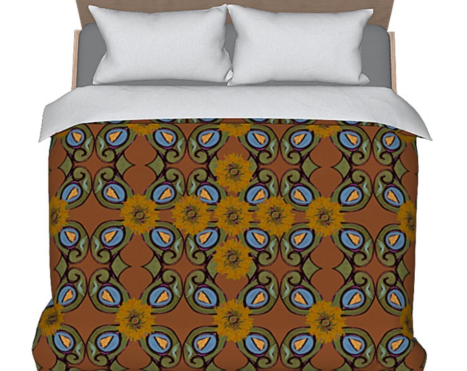 King Size Bedding Queen Duvet Cover Modern Abstract Art Bed Cover Colorful Full Twin Boho Designer Flower Pattern Unique Artsy Bedroom Decor