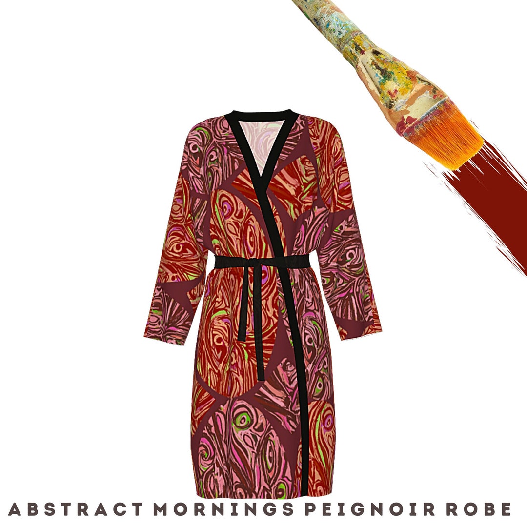 Alkali Robe Colorful Robe Abstract Wearable Art Luxury Bathrobe Designer Duster ...