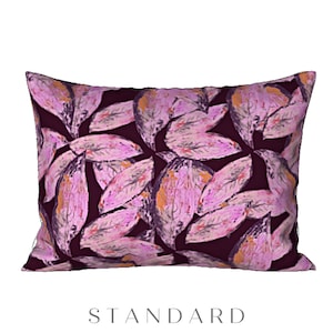 Modern Pillow Sham King Pillow Cover Standard Colorful Designer Bedding Abstract Art Bed Pillow Leafy Print Luxury Artsy Housewarming Gift