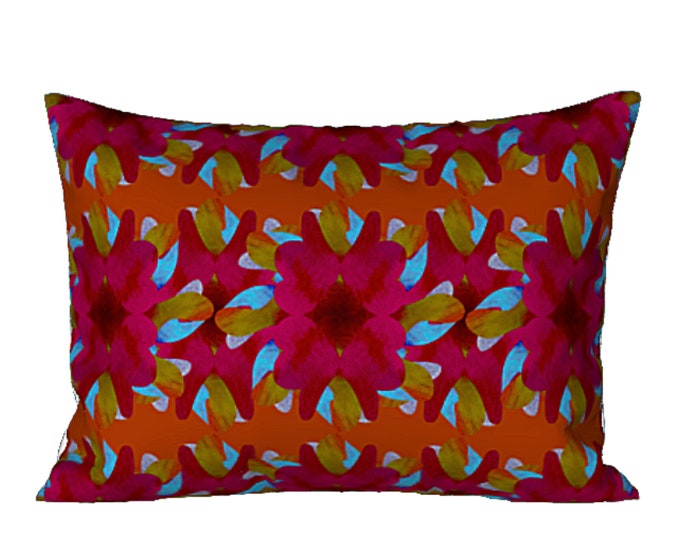 Sham Standard or King Boho Art Pillow Cover Elegant Luxury Flower Bedding Designer Abstract Colorful Home Bedroom Decor Chic Hostess Gift