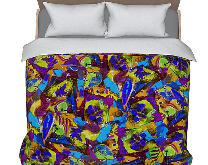Art King Duvet Queen Bedding Designer Contemporary Bed Cover Boho Abstract Modern Artsy Unique Chic Home Decor Colorful Elegant Bedroom