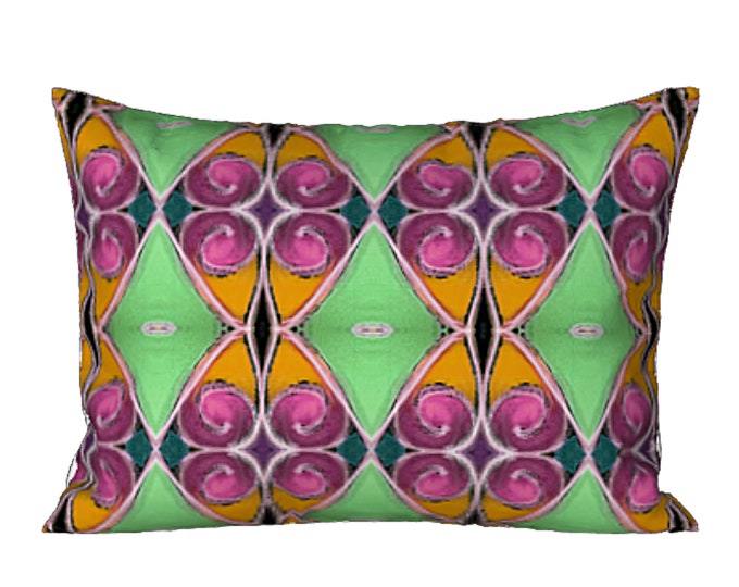 Colorful Pillow Sham Standard King Sham Designer Artsy Pillow Cover Pink Bed Decor Abstract Art Bedding Boho Design Luxury Bedroom Decor