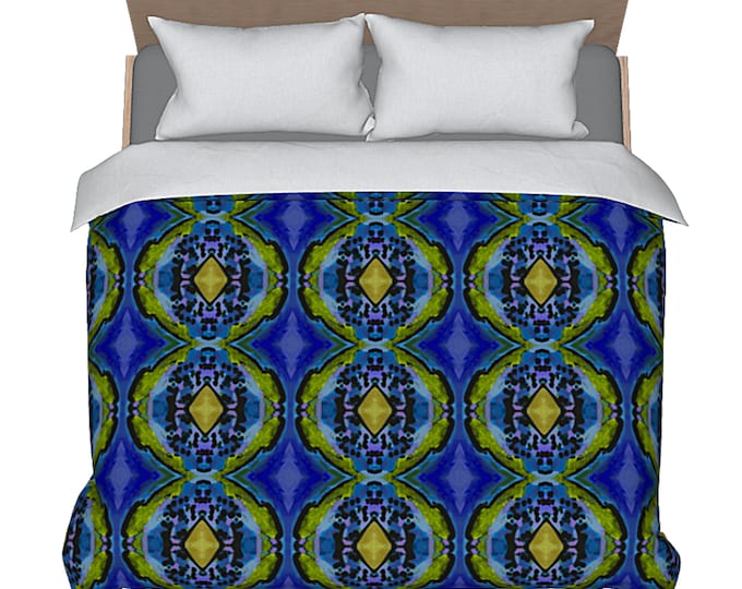 Abstract King Duvet Queen Bedding Colorful Art Designer Bedding Modern Blue Boho Style Luxury Bed Cover Artsy Master Bedroom Decorating