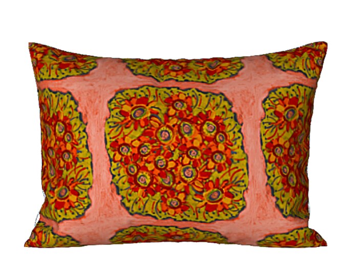 Art Sham Colorful Designer Modern Abstract Pillow Cover Luxury Bedroom Decor Flower Pattern Cotton Sateen Silk Bright Unique Hostess Gift
