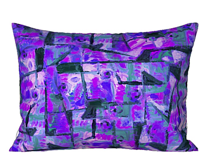Colorful Sham Modern Designer Abstract Art Boho Bedding King or Standard Unique Artsy Print Pillow Cover Luxury Gift Retro Bedroom Decor