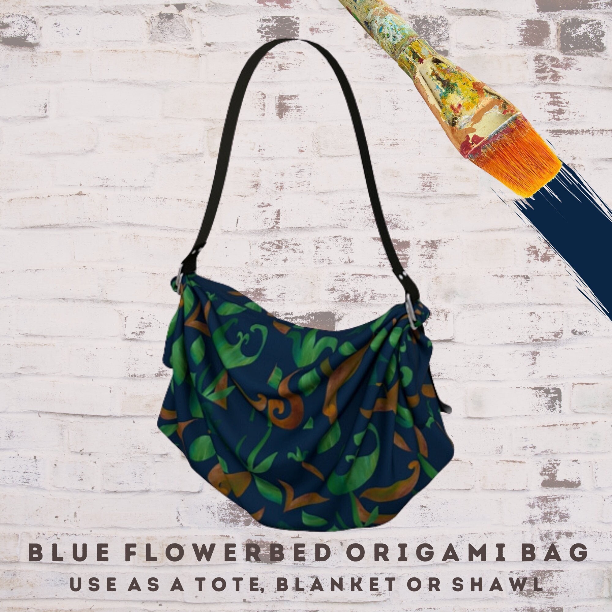 Origami Bag Travel Stamp Black/Cream - Goldyfish Handbags