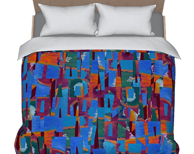 Duvet Abstract Art Modern Luxury Designer Bedding Contemporary Bed Comforter Cover Home Bedroom Decor Colorful Retro Boho Chic Artsy Elegant