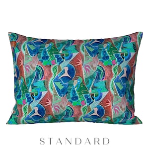 Colorful Pillow Sham Standard King Pillow Cover Designer Contemporary Bed Decor Abstract Art Bedding Boho Design Luxury Bedroom Decorating