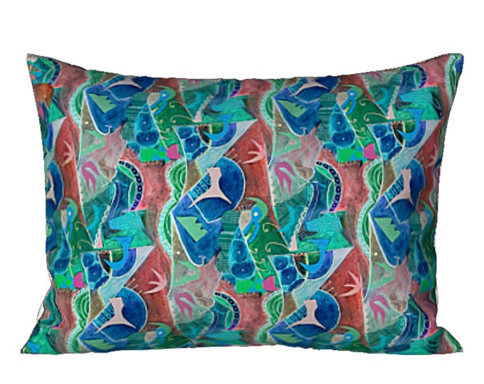 Colorful Pillow Sham Standard King Pillow Cover Designer Contemporary Bed Decor Abstract Art Bedding Boho Design Luxury Bedroom Decorating