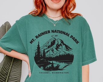 Rainier National Park-T-shirt, outdoor-wandelshirt, avontuurshirt, shirt natuurliefhebber, comfortkleuren unisex tshirt