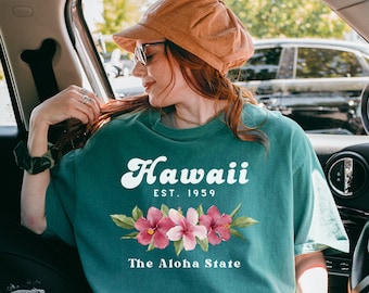 Koszulka z motywem hibiskusa z Hawajów – Aloha Travel Comfort Colors