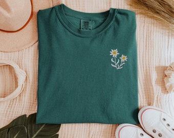 Embroidered Edelweiss T-Shirt, Botanical T-shirt, Floral T-shirt, Comfort Colors Unisex Tshirt