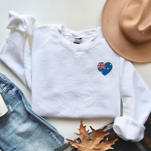 Australian Flag Unisex Crewneck Sweatshirt, Sweater, I Love Australia, Heart Flag