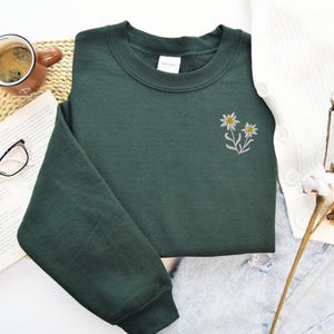Embroidered Edelweiss Classic Unisex Crewneck Sweatshirt, Edelweiss Sweater, Mother&#39;s Day Gift
