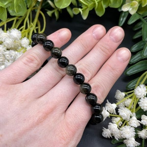 Goldsheen Obsidian Bracelet - Goldsheen Obsidian Stretch Bracelet - Crystal Bracelet - Stretch Bracelet