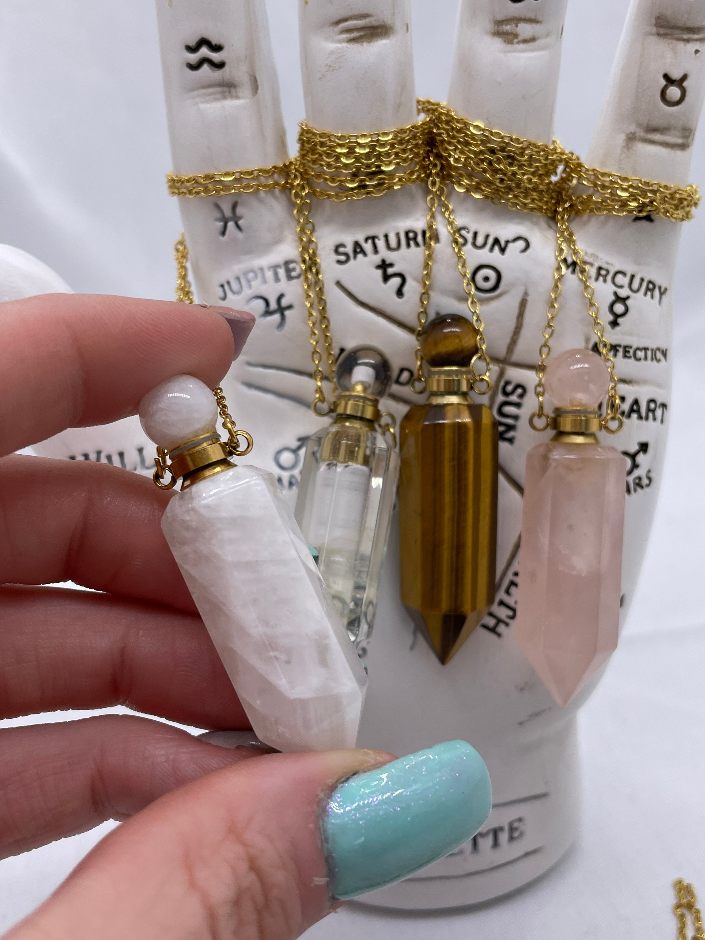 Crystal Perfume Bottle Necklace - Mini Crystal Perfume