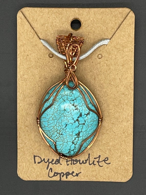 Turquoise Necklace Turquoise Copper Necklace Wire Wrap