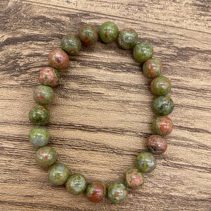 Unakite Round Elastic Bracelet - Stretch Bracelet - Crystal Bracelet - Unakite Bracelet