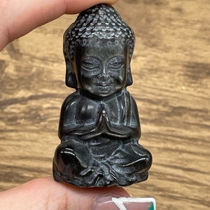 Silversheen Obsidian Buddha carving - Buddha carving - Buddha Crystal Carving