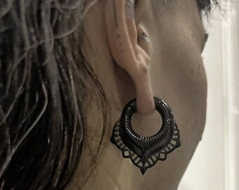 Cierre Imán Peso Oreja/Acero Quirúrgico/22 Ga/Vendido por PAR/6 mm Thick/Joyería Negra/Pesos Pesados/Diseño Geométrico/Diseño UrbanoÉtnico/