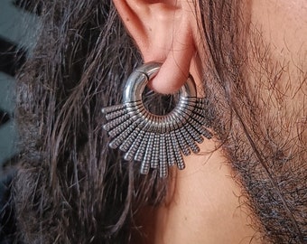 Oído Peso Cierre Imán/Acero Quirúrgico/Silver/Hipoalergénico/Pesos Pesados/Se Vende por Pareja/Urban/Étnico Tribal/Unisex/6 mm Grosor/22 Ga
