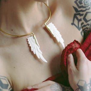GARGANTILLA/Collar/Cuerno de búfalo de agua/Choker/Metal de latón/Sin níquel/Ajustable/Joyas ALAS/Elegante/Joyas oscuras/Extravagante/Boho