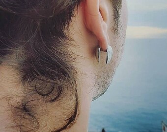 Peso de la oreja Latón blanco / Diseño de gota /14 mm Thick/ Vendido por pareja /20 mm Long/Unisex /Urbano /Liso /Color plateado/Etnic Urban